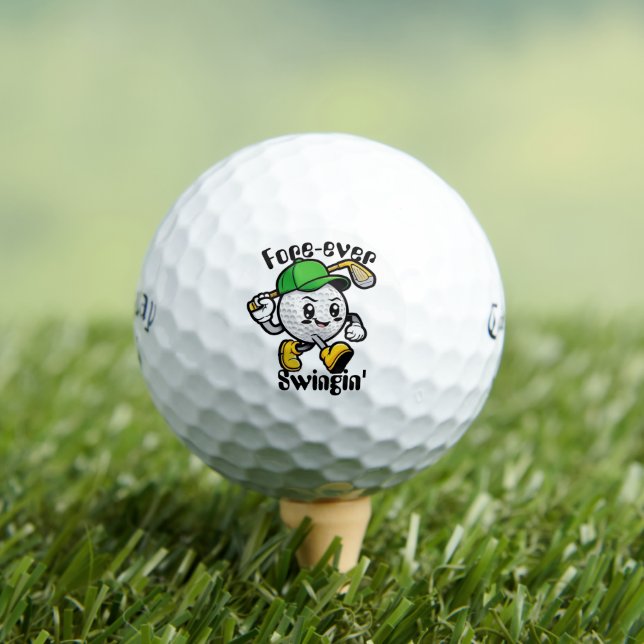 Balles De Golf Golf Ball with Big Personality - Fore-Ever Swingin (T-shirt Insitu)
