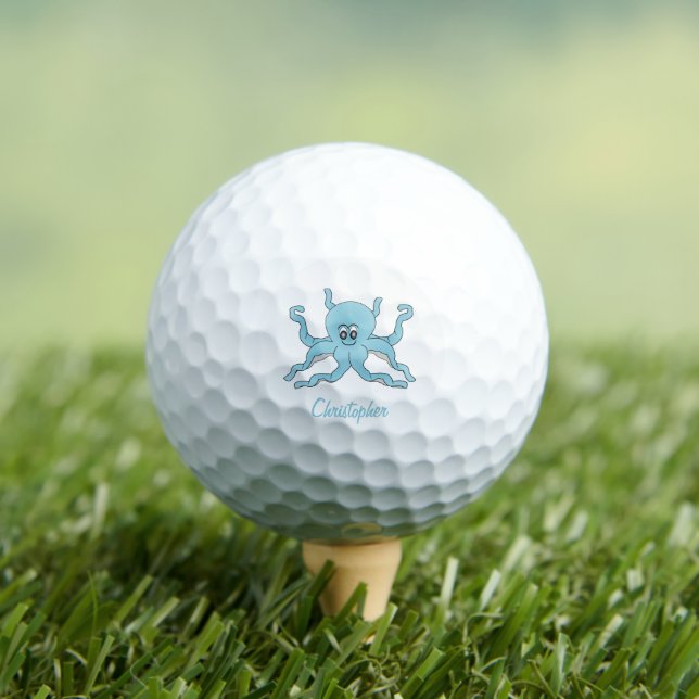 Balles De Golf Golf Balls Blue Octopus Design (T-shirt Insitu)