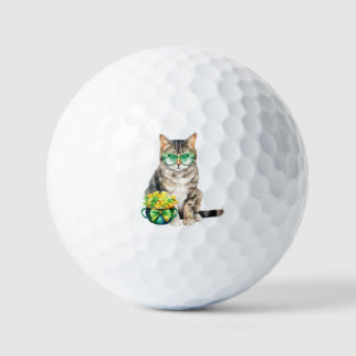 Balles De Golf Golf Balls St Patrick's Day Tabby Cat