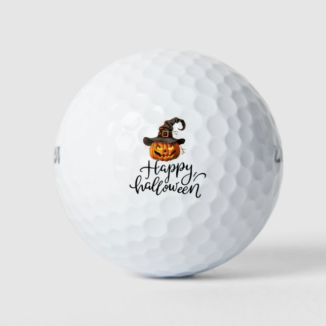 Balles De Golf Golf Halloween avec un fantôme citrouille éffrayan (Devant)