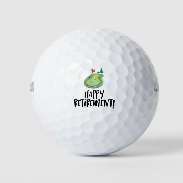Balles De Golf Golf Happy Retirement avec drapeau de golf sur ver (Devant)