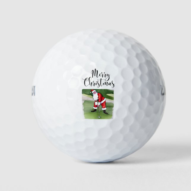 Balles De Golf Golf Joyeux Noël avec le Père Noël (Devant)