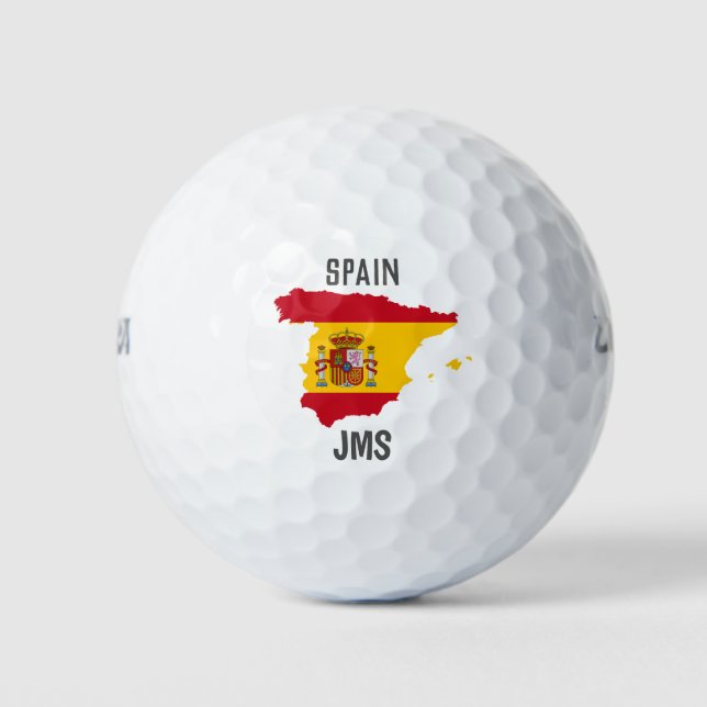 Balles De Golf Golf Monogramme Espagne Carte Drapeau (Devant)