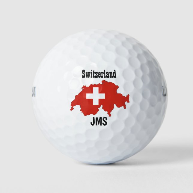 Balles De Golf Golf Monogramme Suisse Carte Drapeau (Devant)