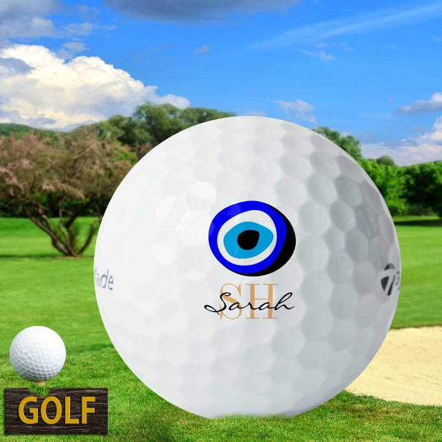 Balles De Golf Golf Talisman & Evil Eye Lucky Grec / Monogramme (Créateur téléchargé)
