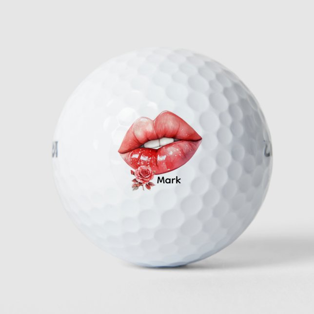 Balles De Golf Golfer Happy Valentine's Day with big lips (Devant)