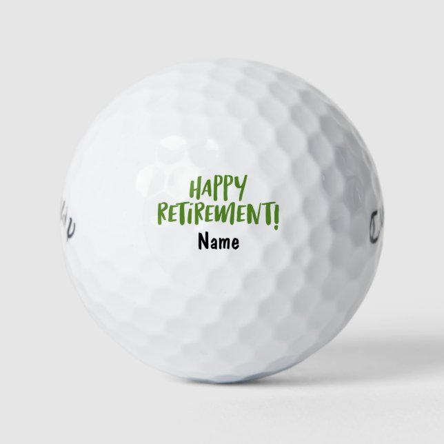 Balles De Golf Golfer heureux retraite avec nom (Devant)