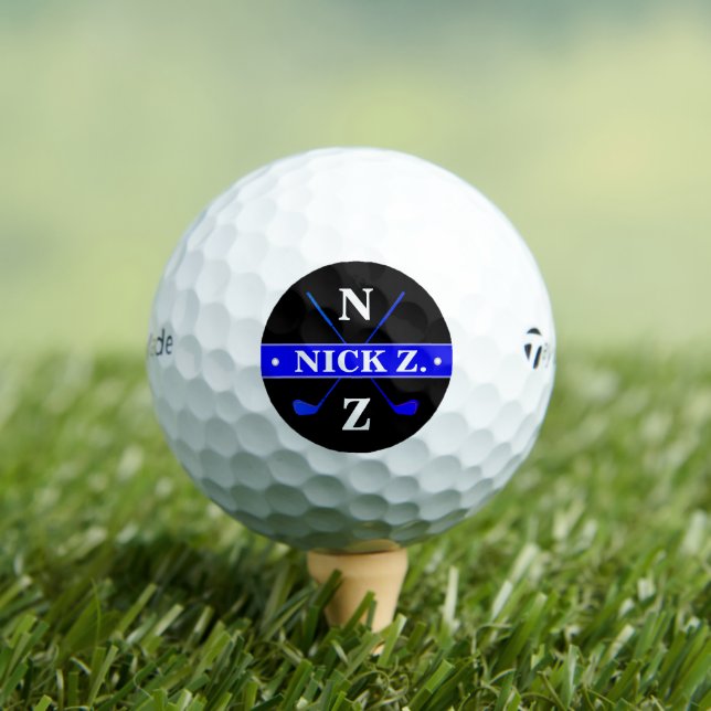 Balles De Golf Golfer Personnalisé 2 initiales Logo Bleu (T-shirt Insitu)
