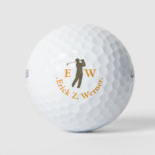 Balles De Golf Golfeur Homme Monogramme Élégant