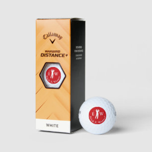 Balles De Golf Golfeur Homme   Monogramme Rouge