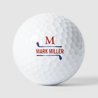 Balles De Golf Golfplayer Cool Custom Brick-Red Monogram