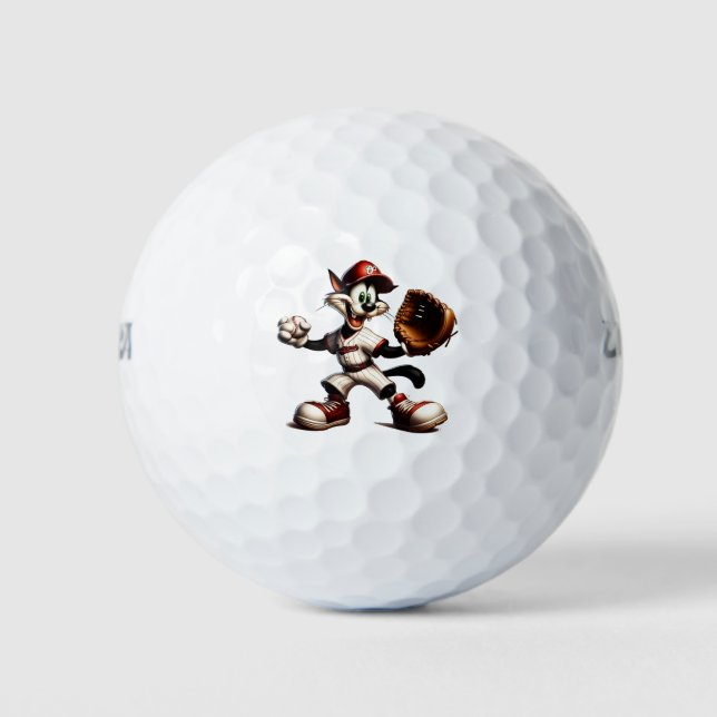 Balles De Golf Goofy Cat Baseball Pitcher Monte (Devant)