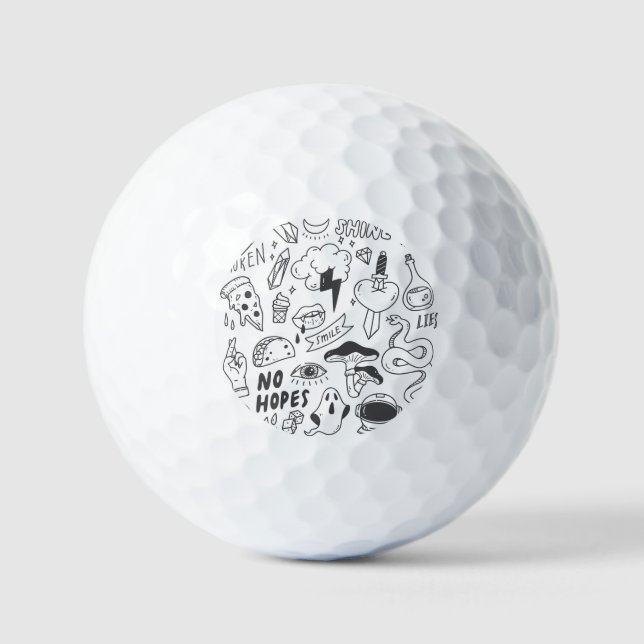 Balles De Golf Graffiti mignon : Doodle Art Set. (Recto)