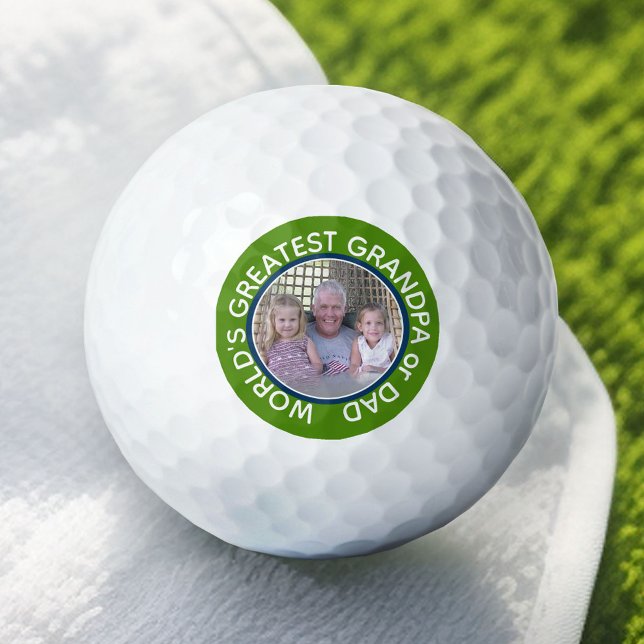 Balles De Golf Grand papa grand-père du monde photo marine verte (Custom Golf Ball)