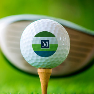Balles De Golf Grandes bandes en bleu et vert avec Monogrammes