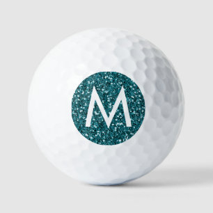 Balles De Golf Green Emerald Parties scintillant Turquoise Monogr