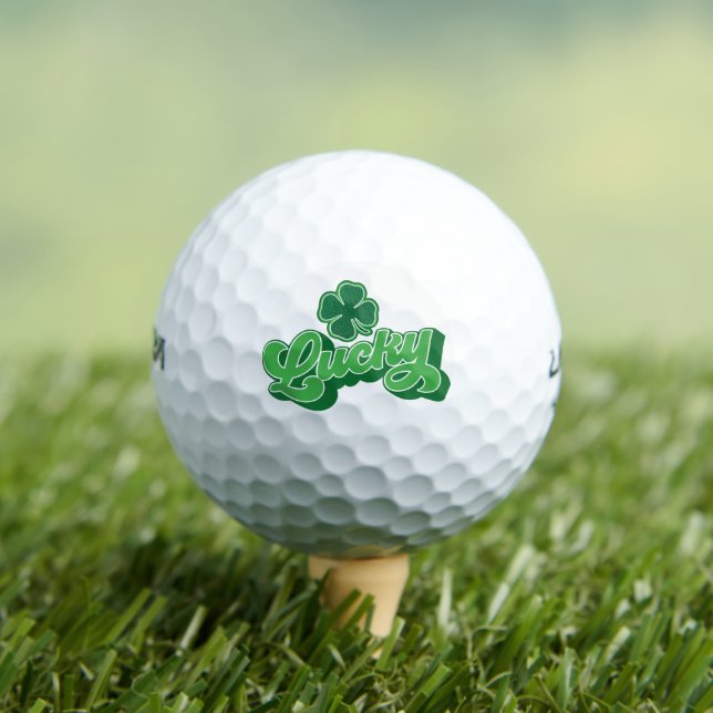 Balles De Golf Green Four Leaf Clover Lucky Golf Balls (T-shirt Insitu)