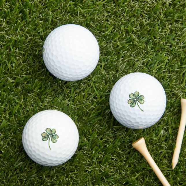 Balles De Golf Green Gold Glitz Shamrock   (Herbe in situ)