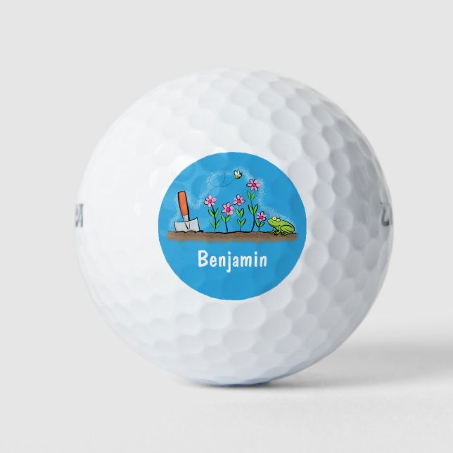 Balles De Golf Grenouille mignonne et abeille dans le jardin dess (Devant)