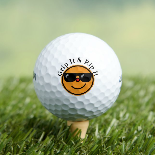 Balles De Golf Grip It and Rip It Orange Happy Face Lunettes de s (T-shirt Insitu)