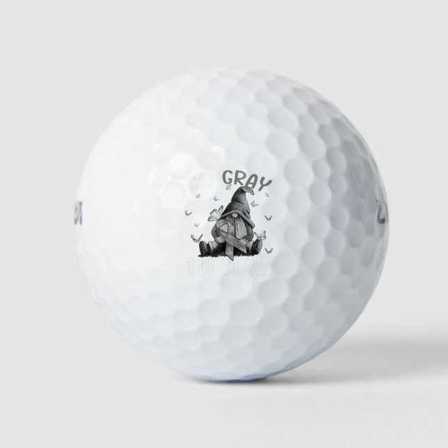 Balles De Golf Gris en mai Cerveau Cancer Sensibilisation Gris (Devant)