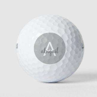 Balles De Golf Gris Girly Moderne Monogramme Nom