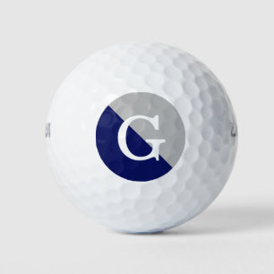 Balles De Golf Gris Marine bleu 2 tonique Diagramme initial Monog