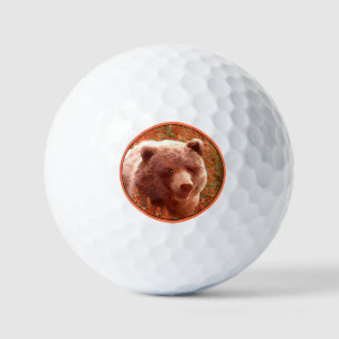 Balles De Golf Grizzly Bear Cub dans Fireweed Peinture Art de la