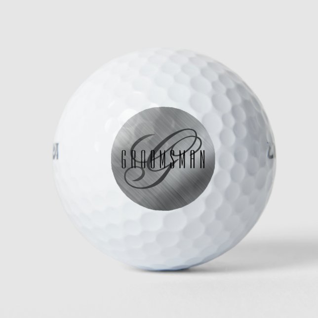 Balles De Golf Groomsmen personnalisé brossé argent (Devant)