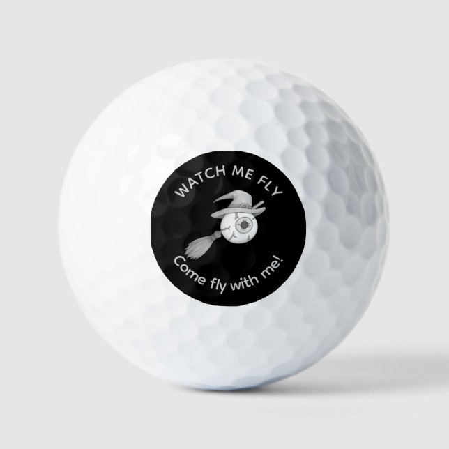 Balles De Golf Halloween balai sorcière et globe oculaire effraya (Recto)