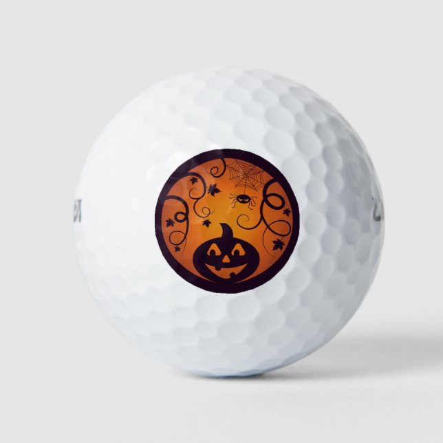 Balles De Golf Halloween Jack-o'-lantern citrouille visage et ara (Devant)