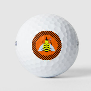 Balles De Golf Halloween Magic Bee Witch Orange et Black Stripes