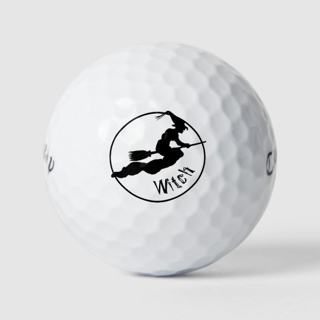 Balles De Golf Halloween Simple Flying Witch Silhouette Noir (Devant)