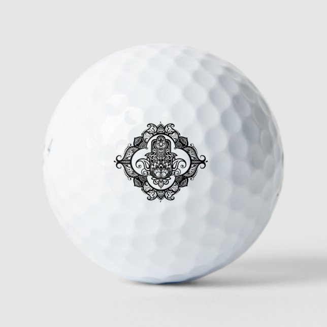 Balles De Golf Hamsa Avec Ornements Ethniques Doodle (Devant)