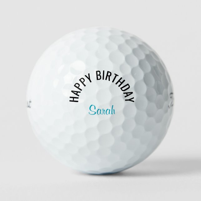 Balles De Golf Happy Birthday Turquoise Name Titleist  (Recto)
