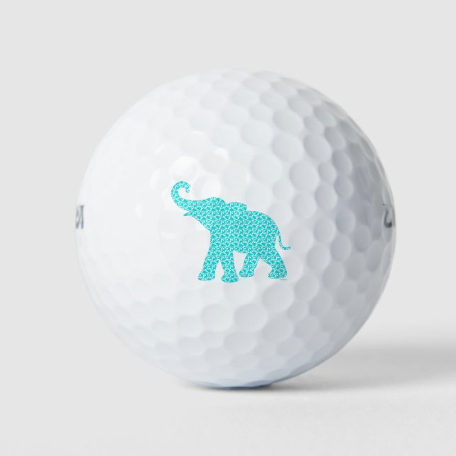 Balles De Golf Happy Elephant Art Turquoise Motif moderne (Devant)