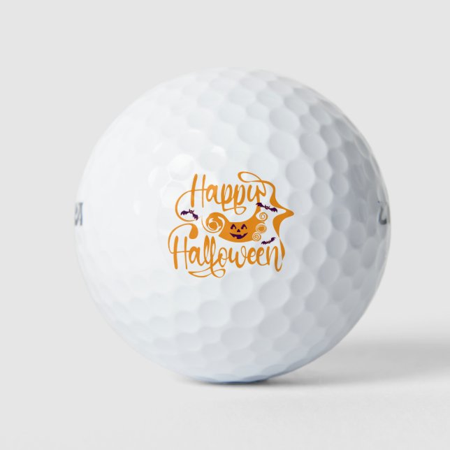 Balles De Golf Happy Halloween chauves-souris Jack-o'-lantern (Devant)