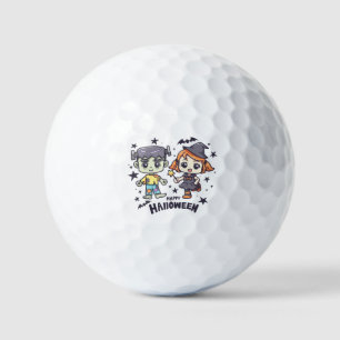 Balles De Golf Happy Halloween - Jolie sorcière et Zombie