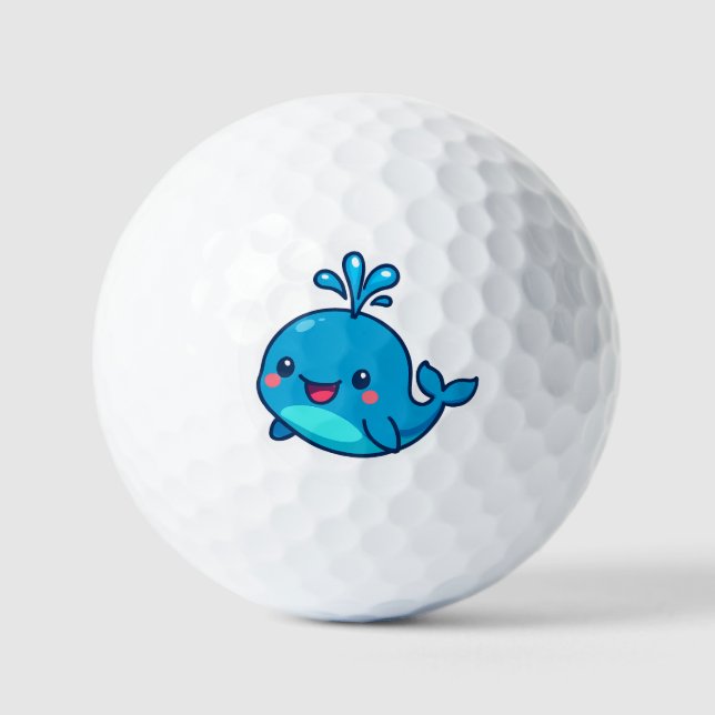Balles De Golf Happy Kawaii Baleine Sticker - mignon ami Océan (Recto)