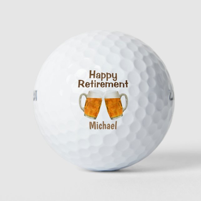 Balles De Golf Happy Retirement Bière Cheers Ajouter un nom (Devant)