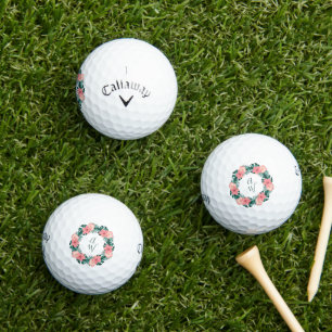 Balles De Golf Hibiscus floral rose mignon Monogramme