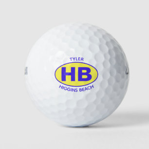 Balles De Golf Higgins Beach Oval Bleu Jaune Personnalisé