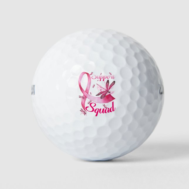 Balles De Golf Hippie Dragonfly rose Ruban Cancer du sein (Devant)