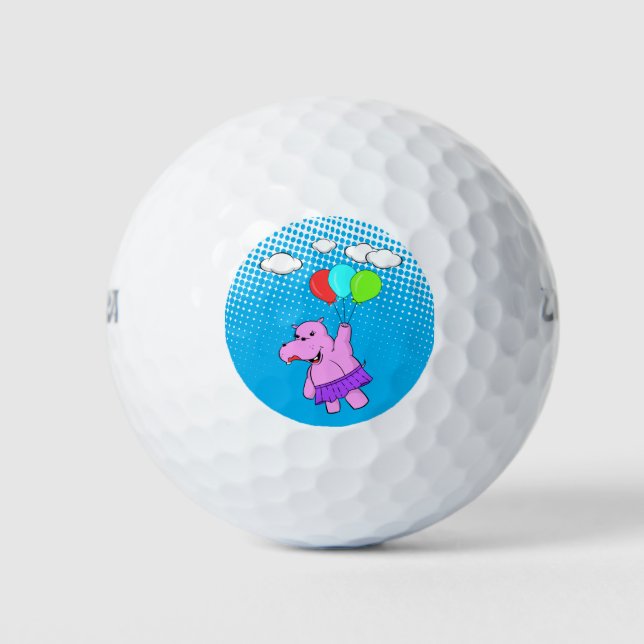 Balles De Golf Hippo Rose Volant Avec Ballons (Devant)