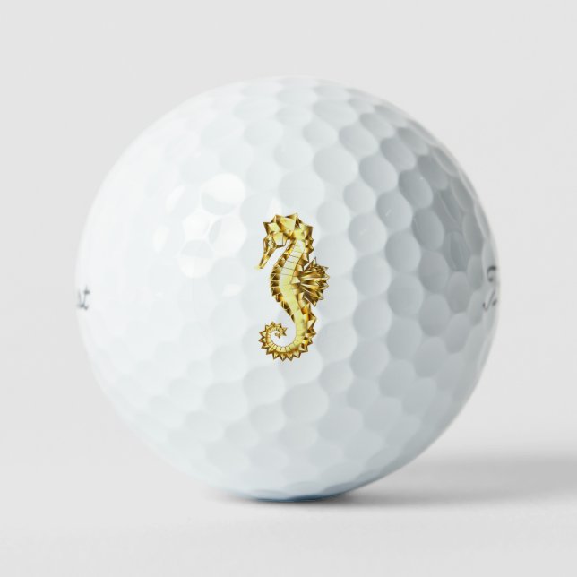 Balles De Golf Hippocampe Polygonal Doré (Recto)