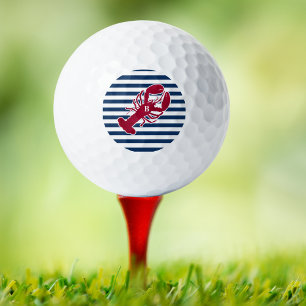 Balles De Golf Homard rouge nautique Monogramme Bleu Bleu Blancs