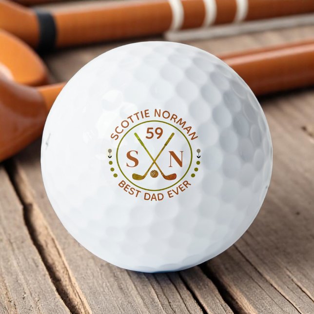 Balles De Golf Hommes Golfer Cadeaux Classique Monogramme Brown (Créateur téléchargé)