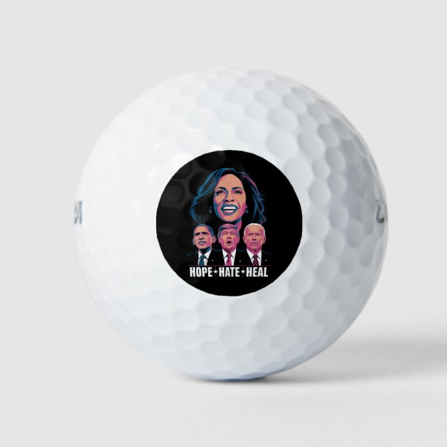 Balles De Golf Hope Hate Heal Rise Kamala 2024 (Devant)