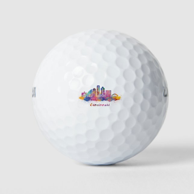 Balles De Golf horizonte cincinnati acuarela (Devant)