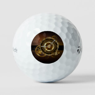 Balles De Golf Horloge Steampunk avec des engrenages anciens